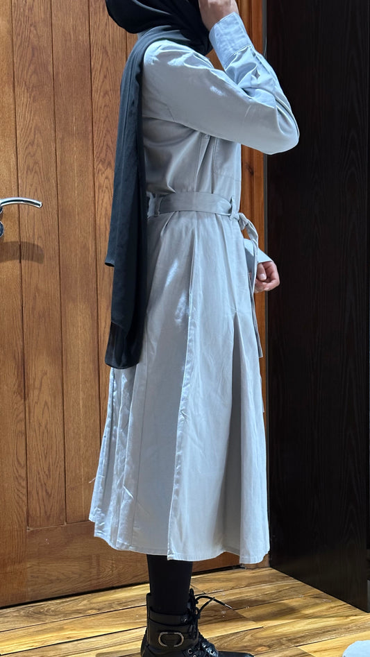 Grey Button Down Midi Dress