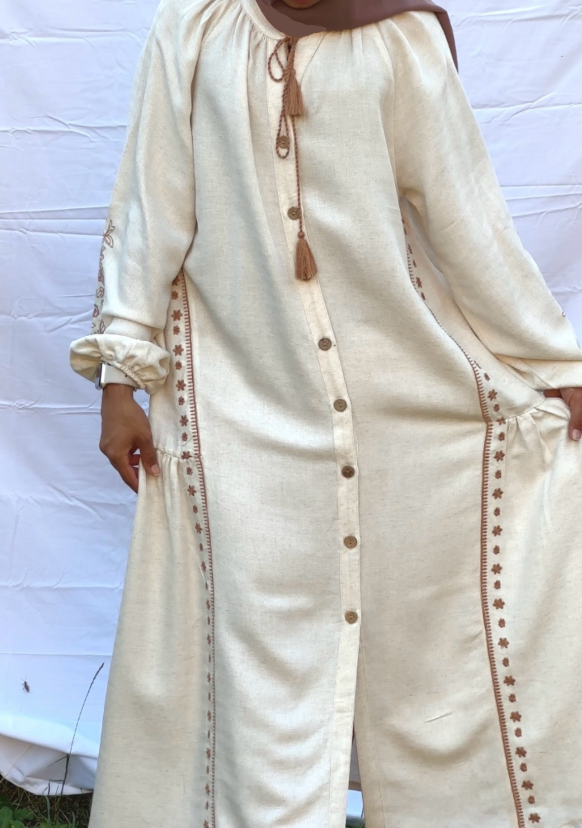 Embroidered Linen Dress