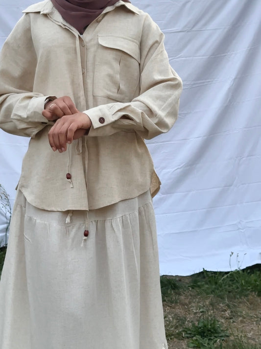 Plain Linen Skirt Co-ord Set