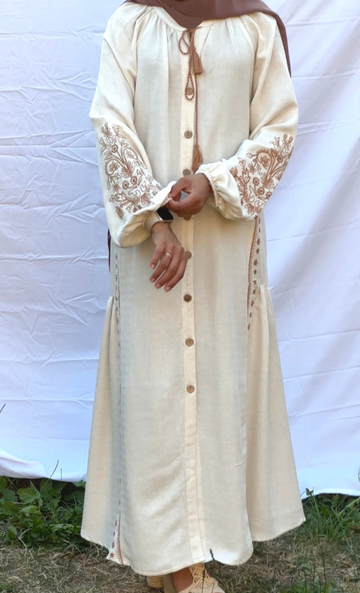 Embroidered Linen Dress