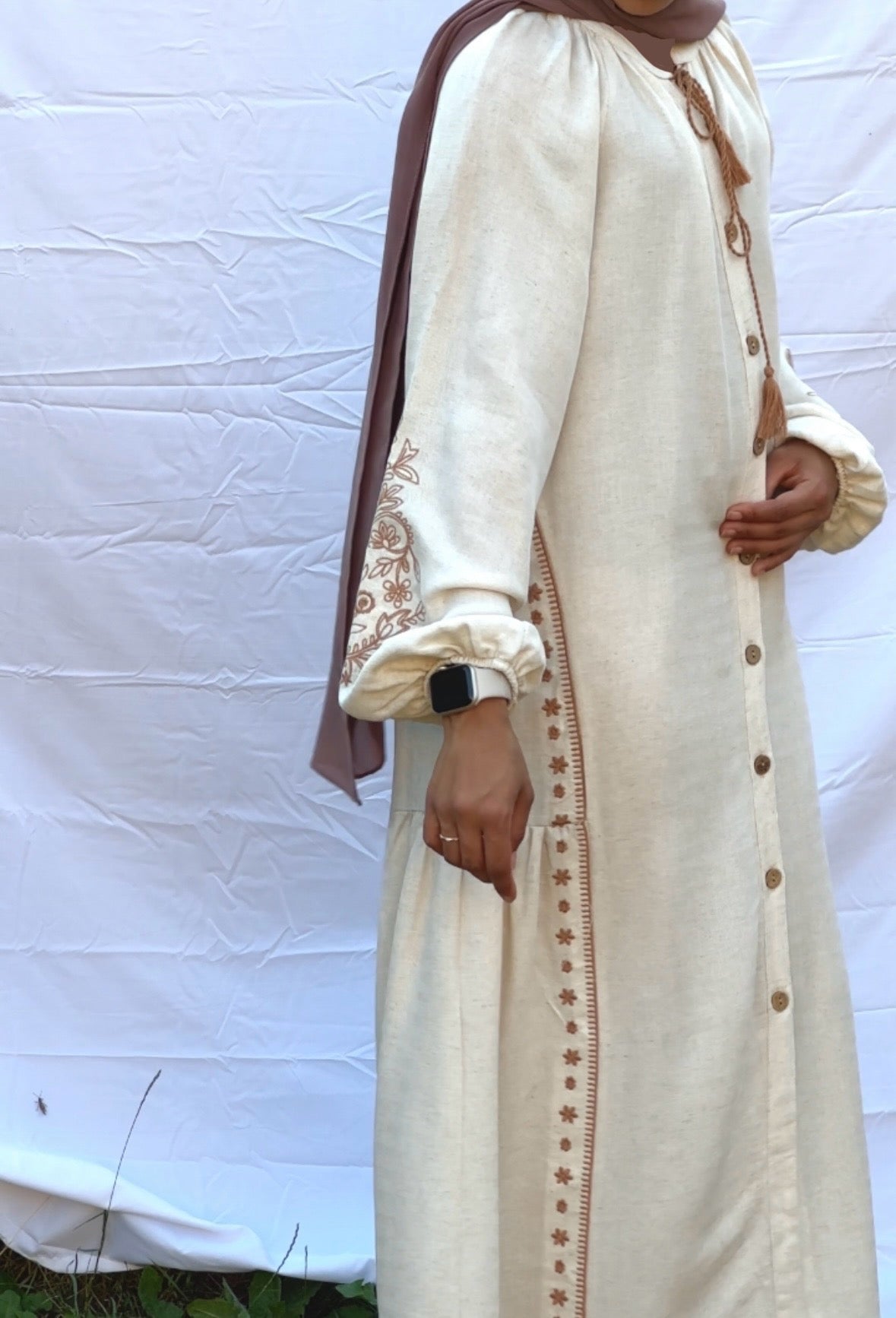Embroidered Linen Dress