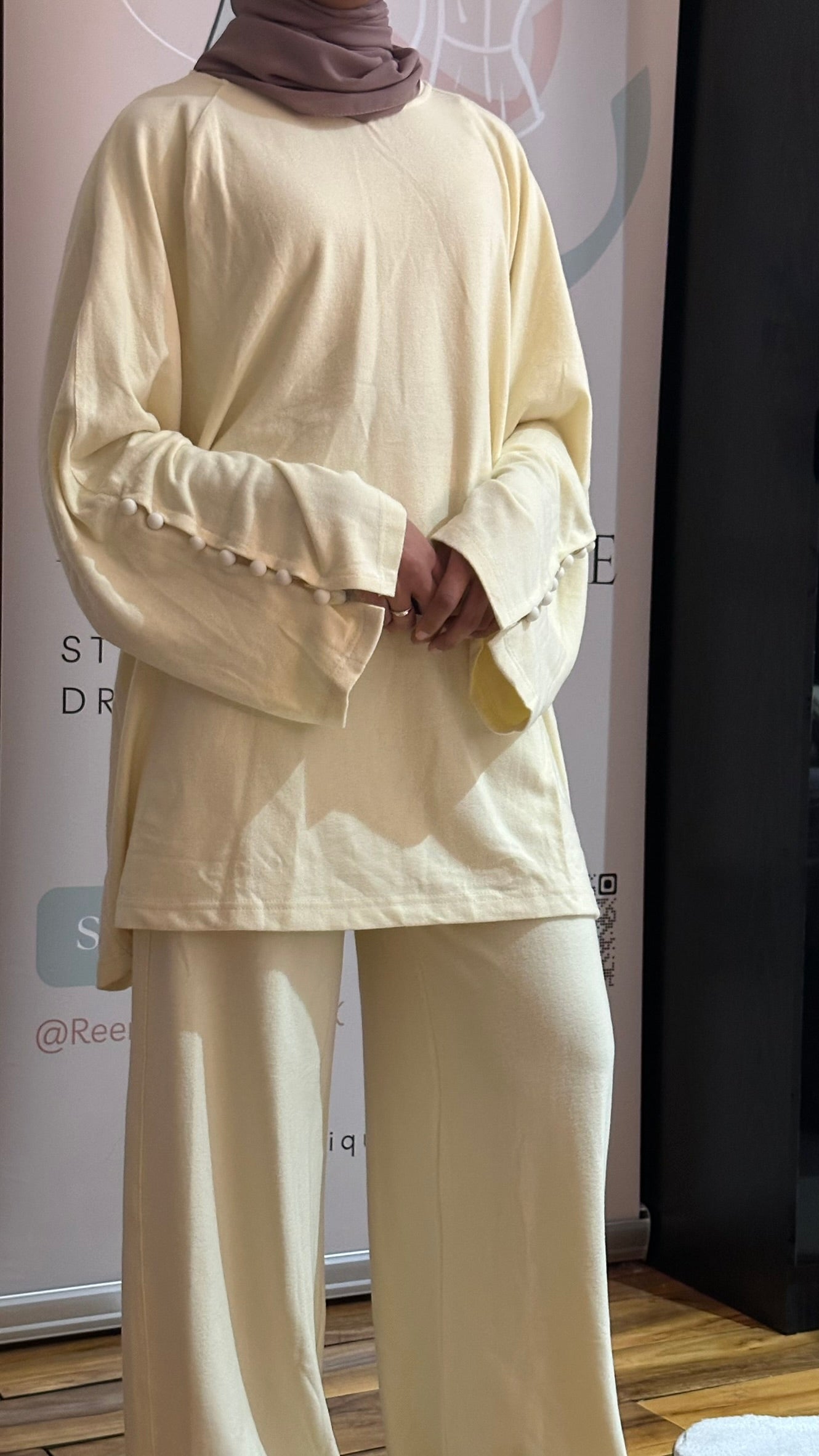 Brushed Wool Button Sleeve Co-ord Set