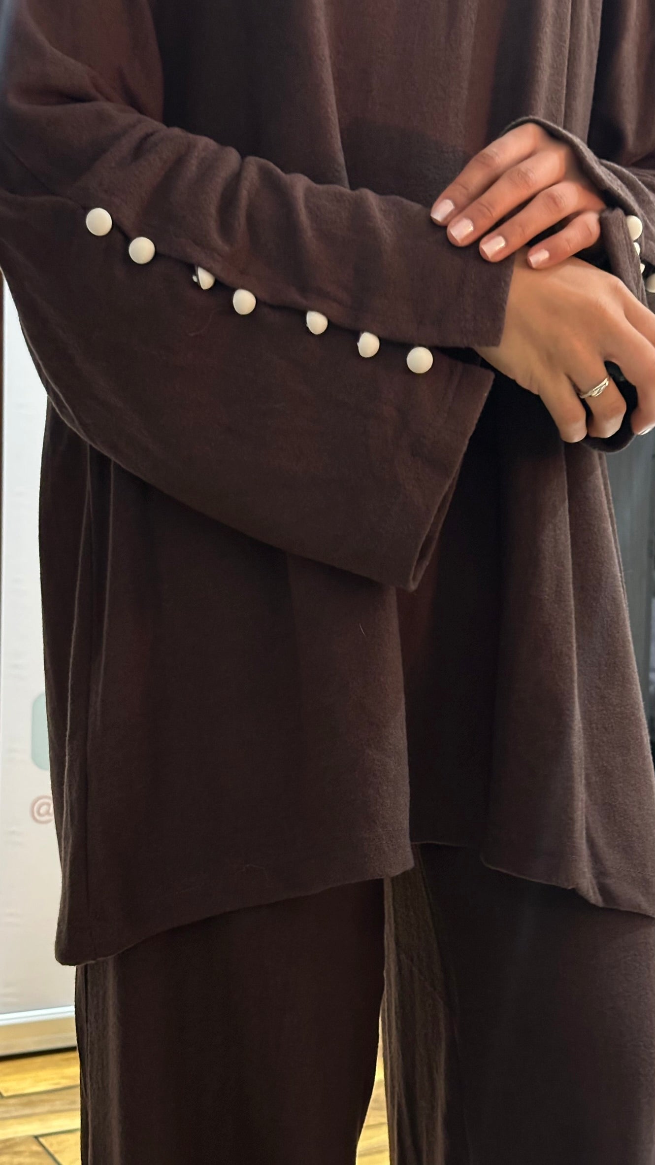 Brushed Wool Button Sleeve Co-ord Set