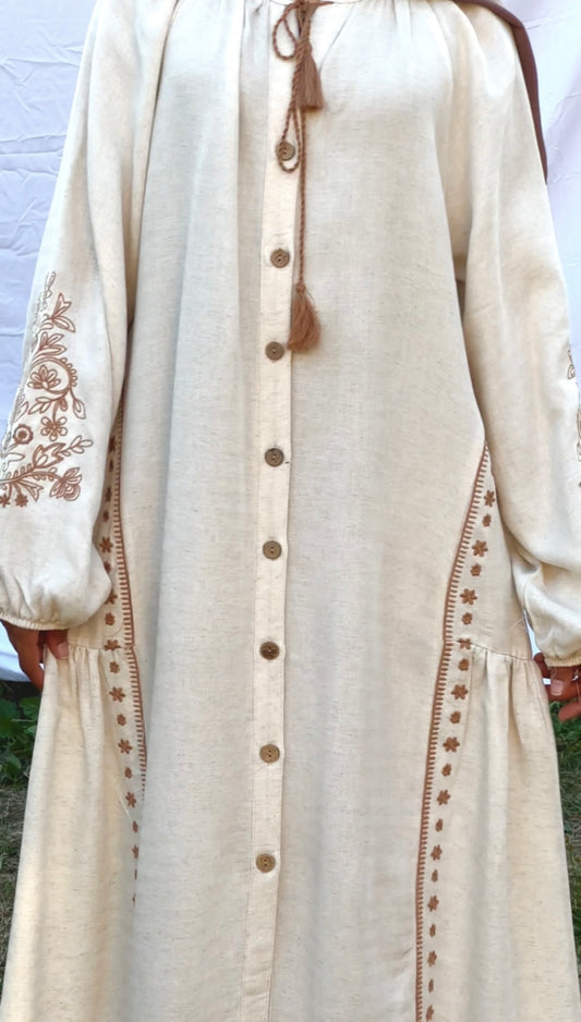 Embroidered Linen Dress