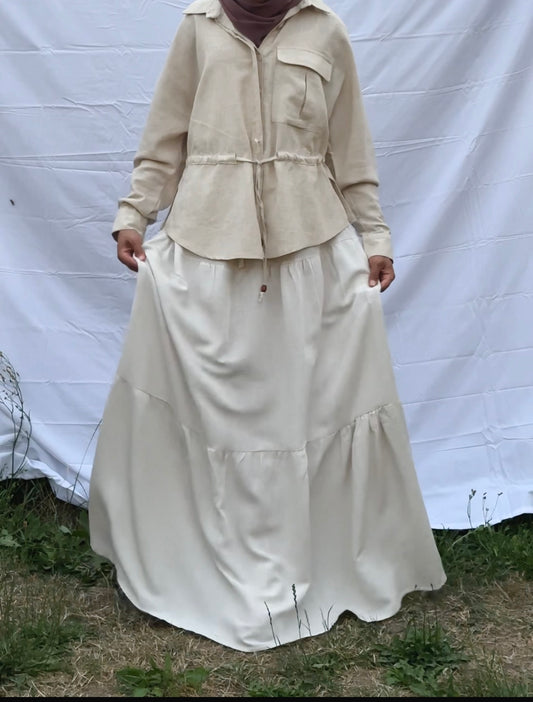 Plain Linen Skirt Co-ord Set