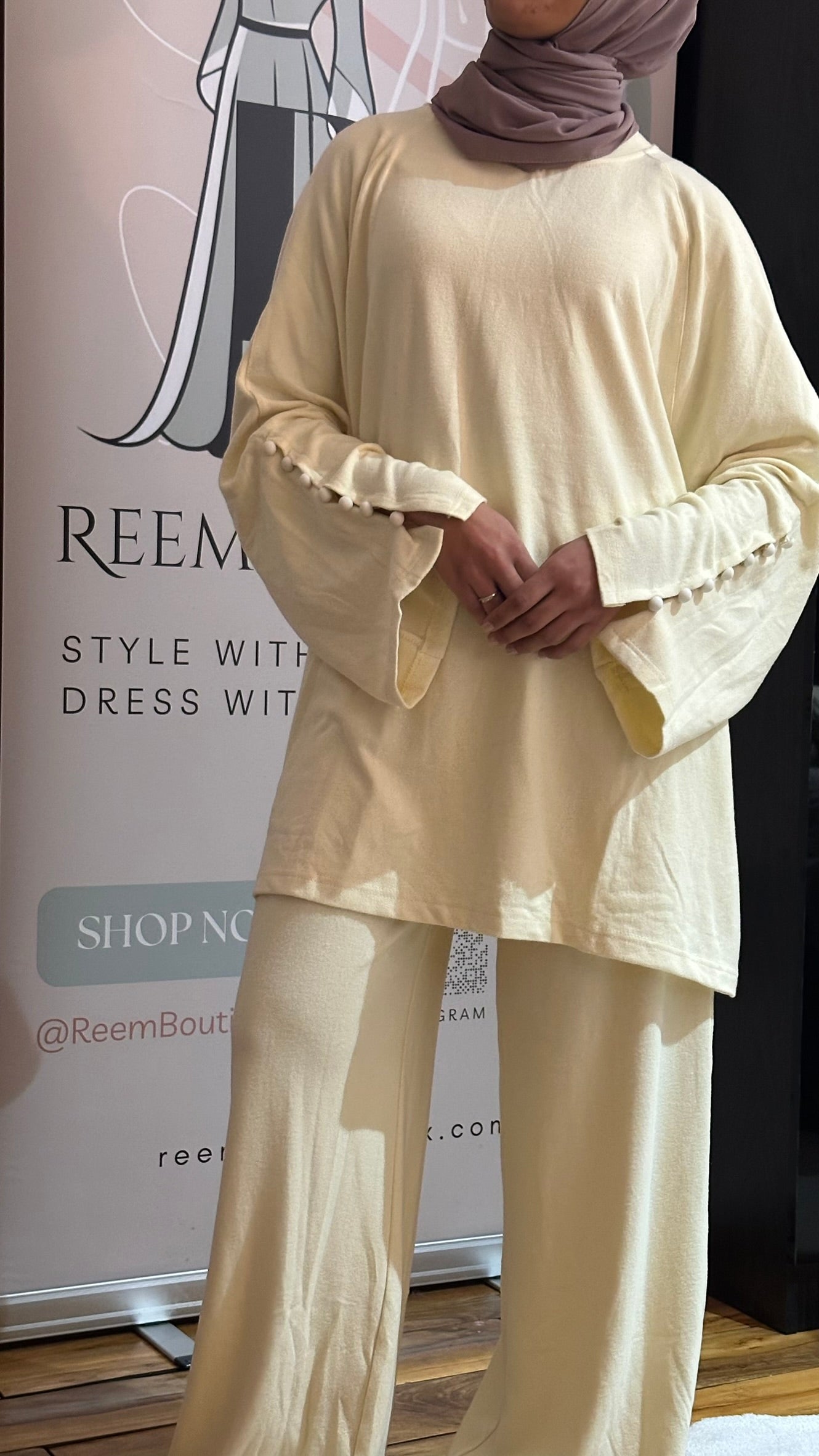 Brushed Wool Button Sleeve Co-ord Set