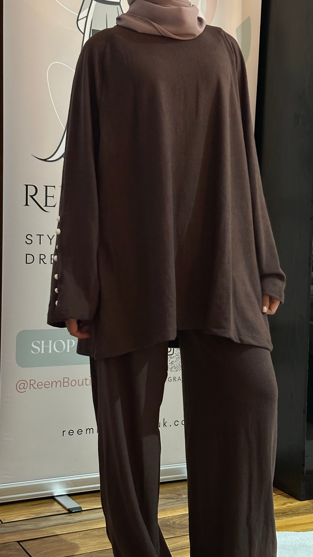 Brushed Wool Button Sleeve Co-ord Set