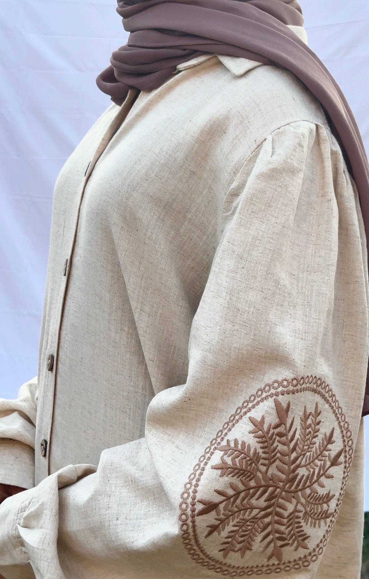 Embroidered Linen Skirt Co-Ord Set