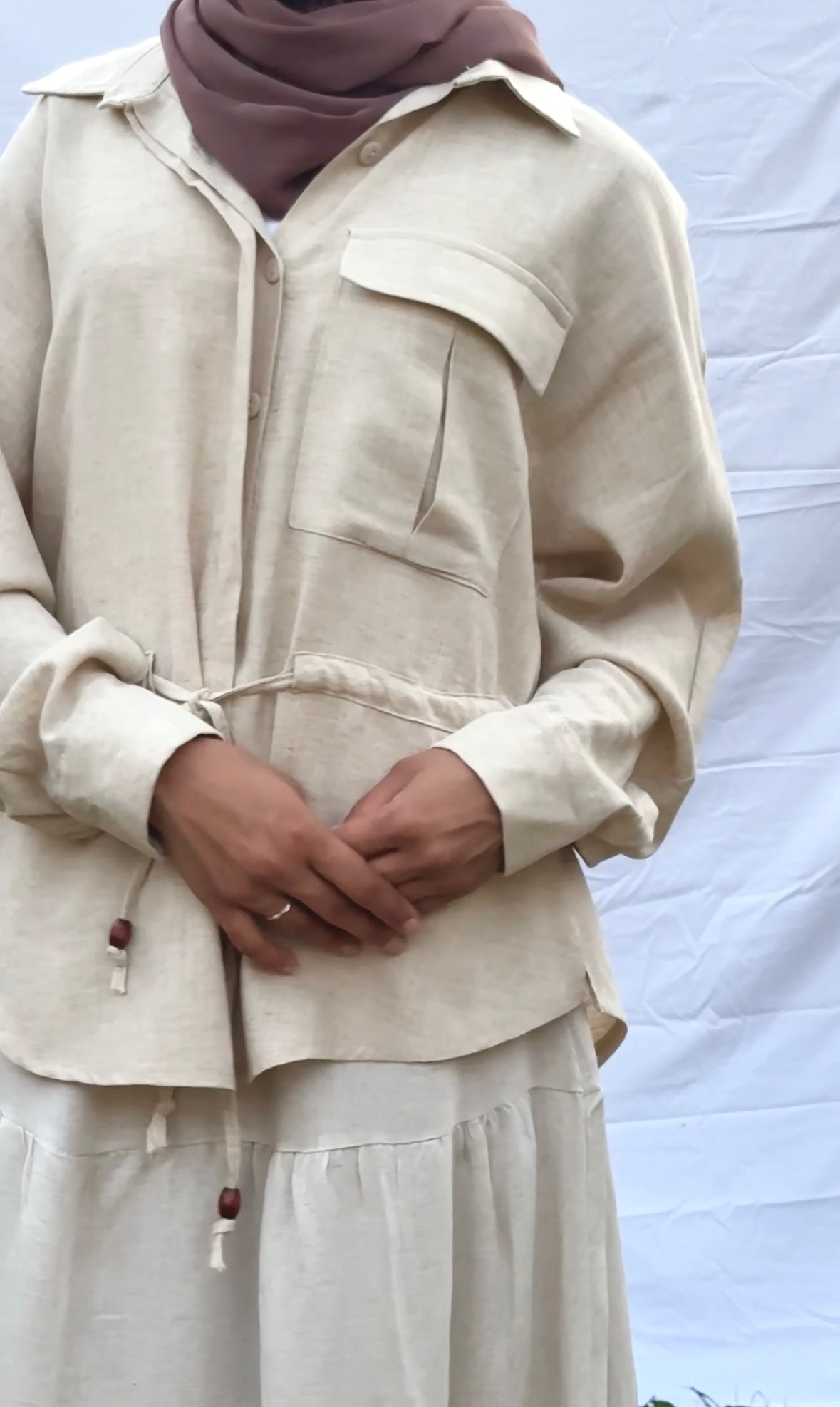 Plain Linen Skirt Co-ord Set