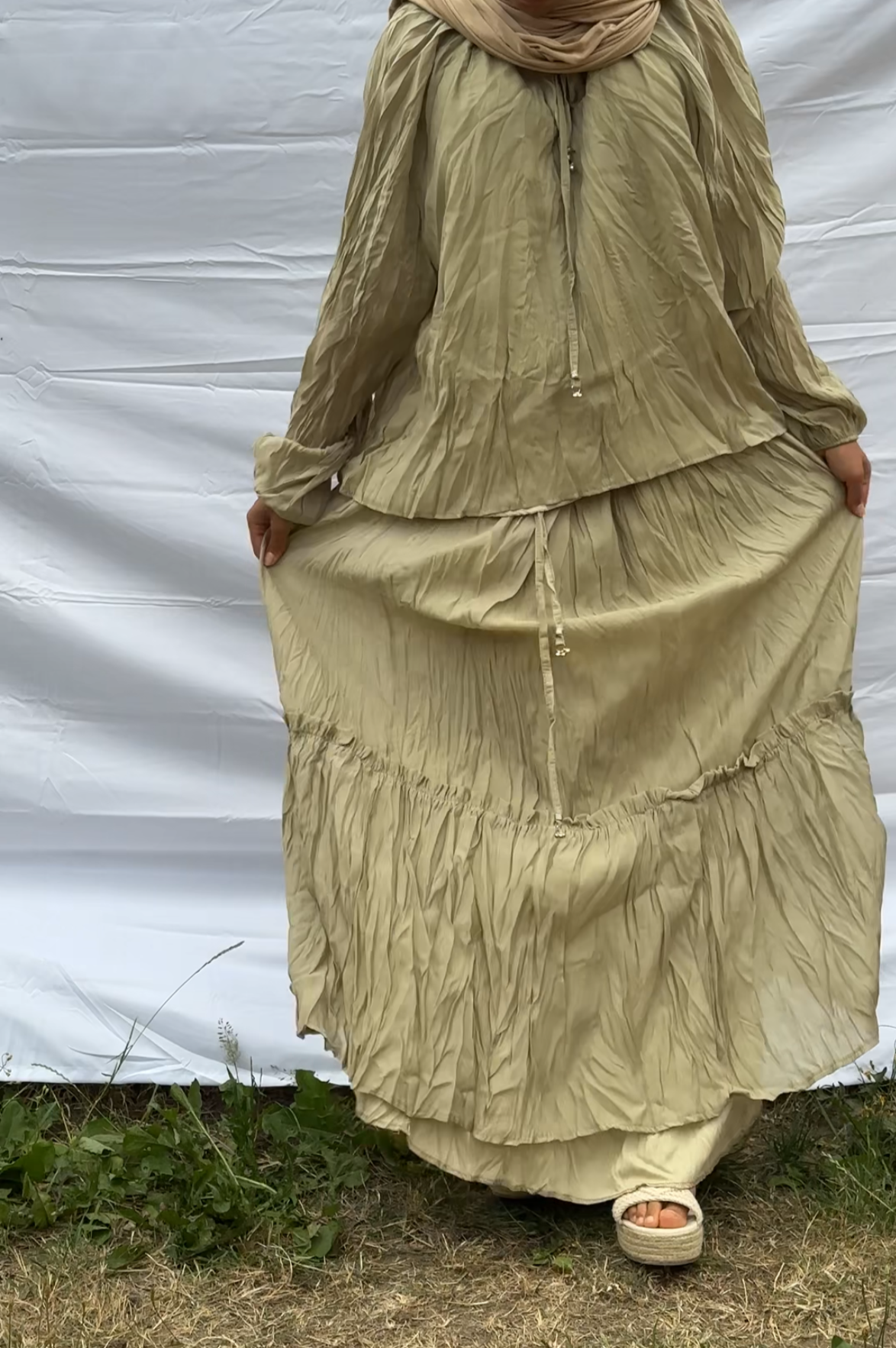Crimped Skirt Co-ord Set