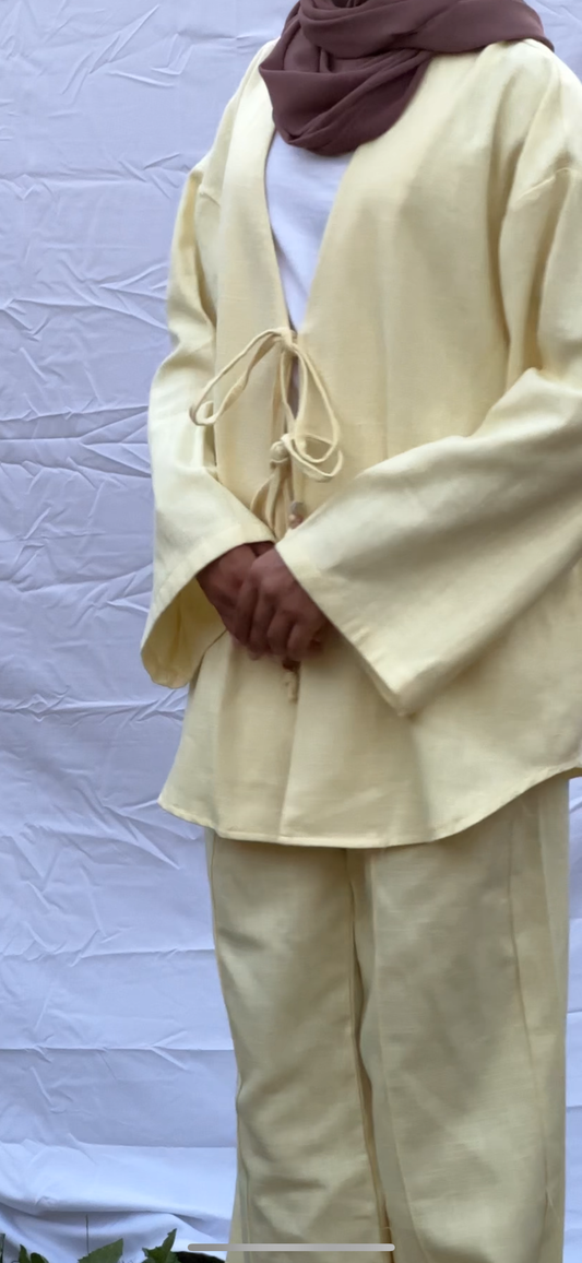 Yellow Linen Bow Co-ord Set