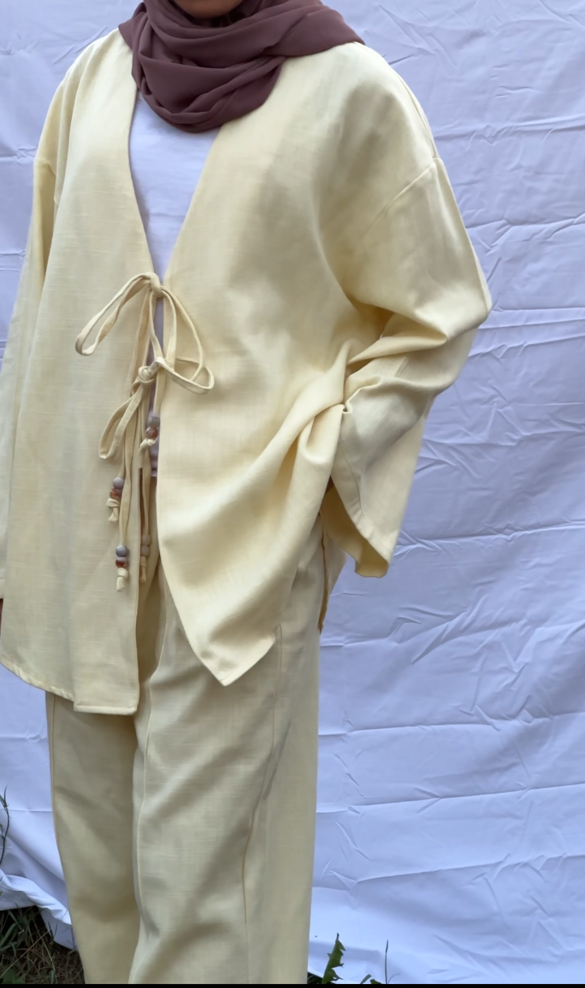 Yellow Linen Bow Co-ord Set