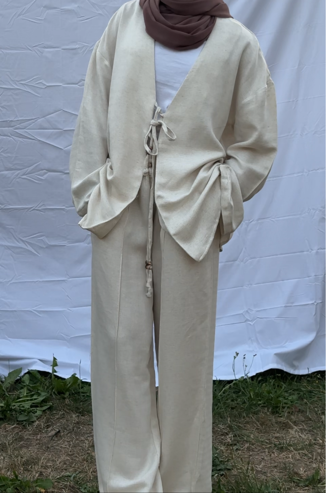 Linen Bow Tie Co-Ord Set
