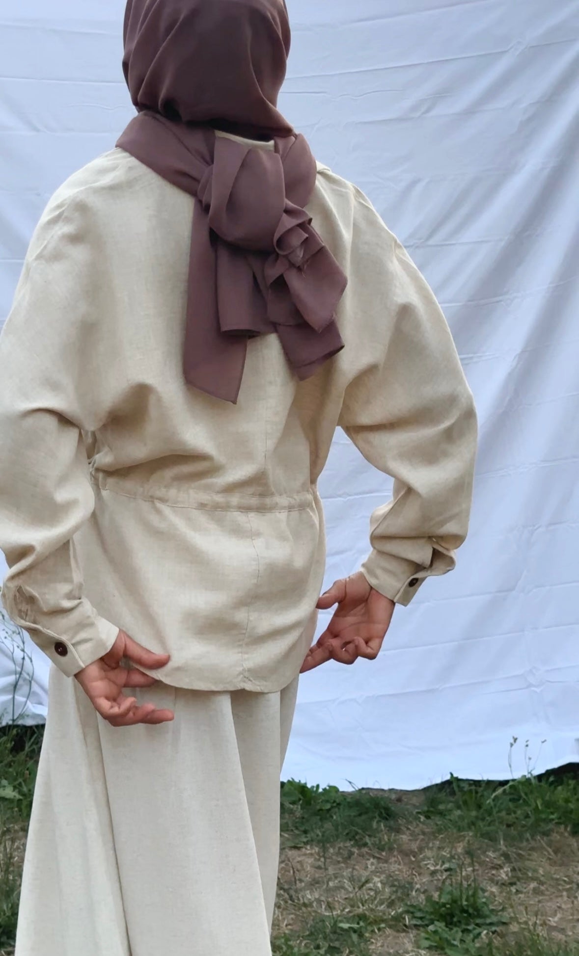 Plain Linen Skirt Co-ord Set