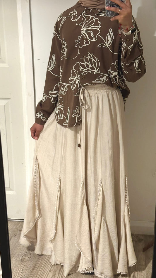Flutter Skirt Set - Cream