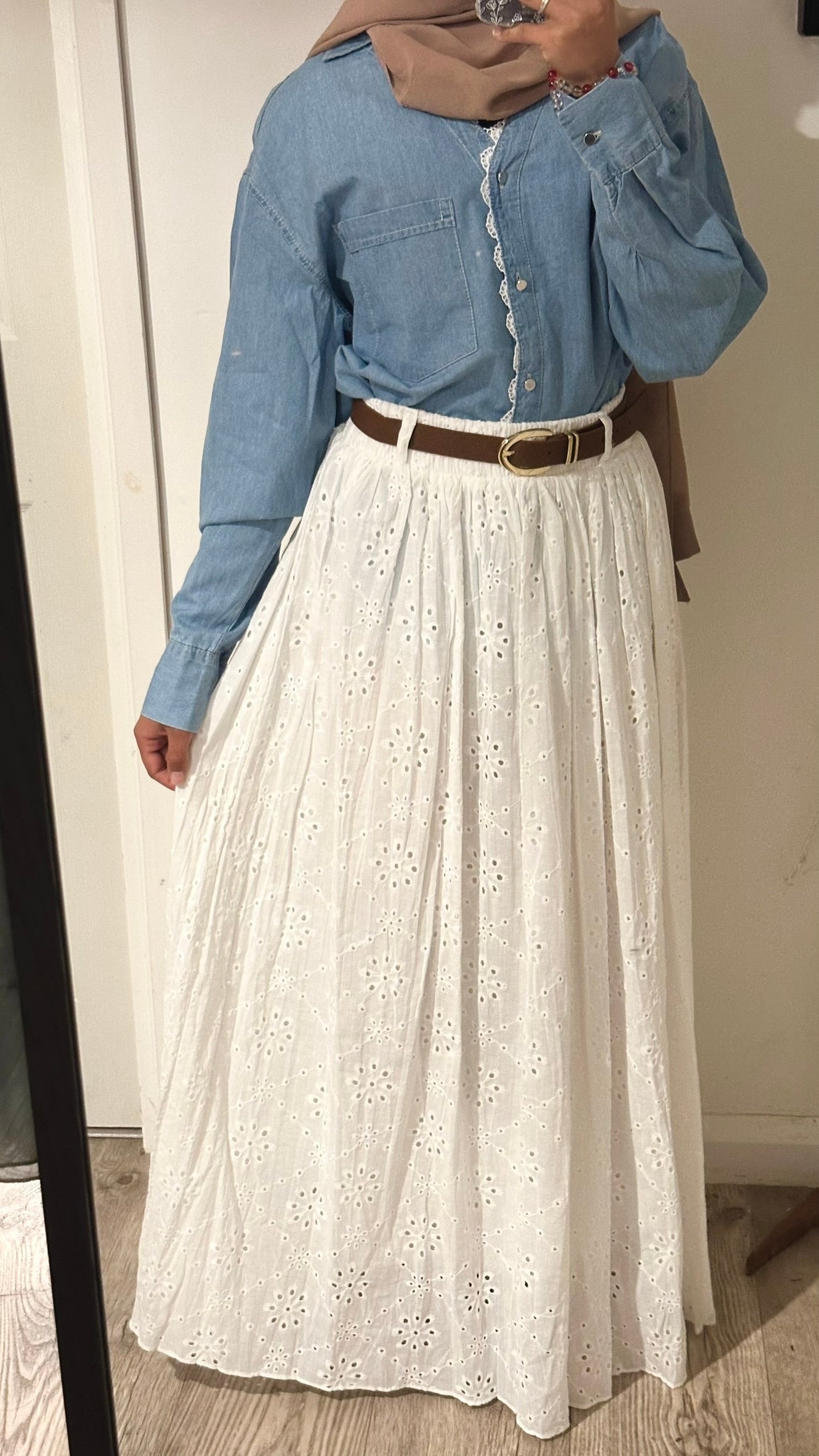 White Swiss Embroidered Skirt Set