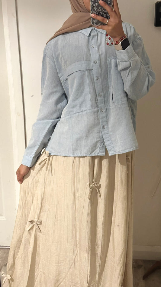 Bow Skirt Set - Cream