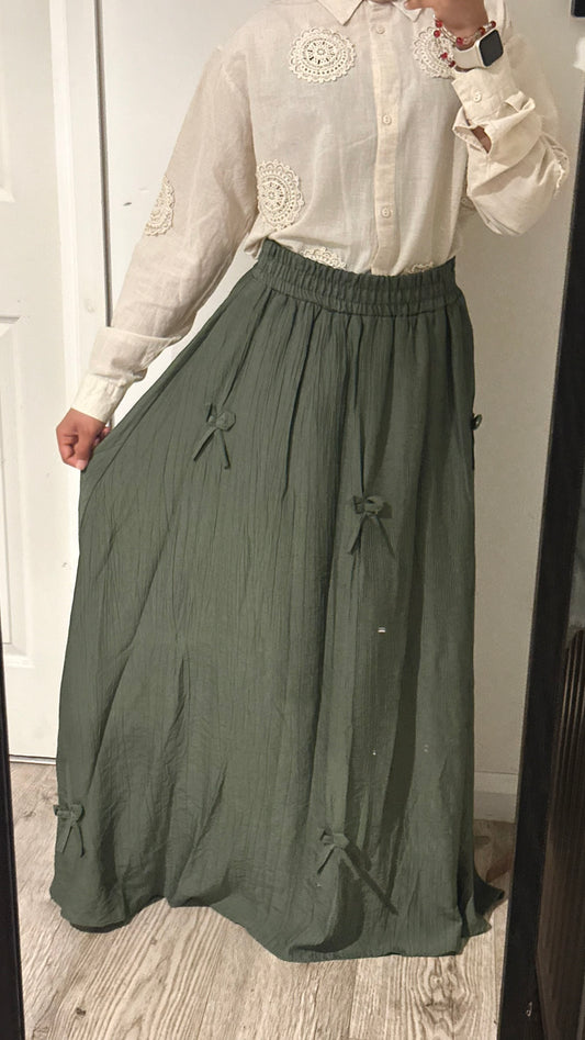 Bow Skirt Set - Green