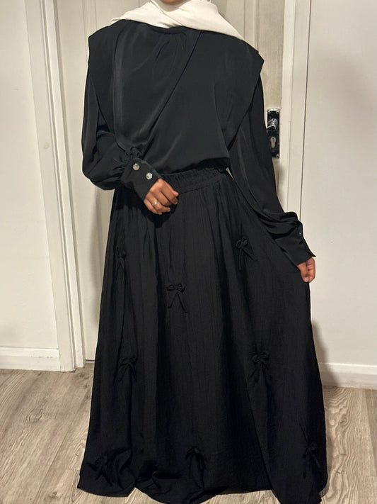 Bow Skirt Set - Black