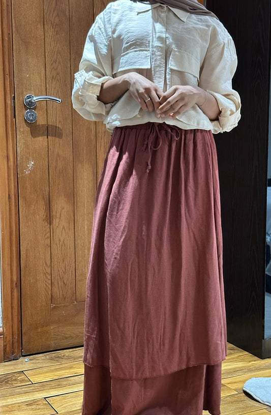Double Tiered Linen Skirt