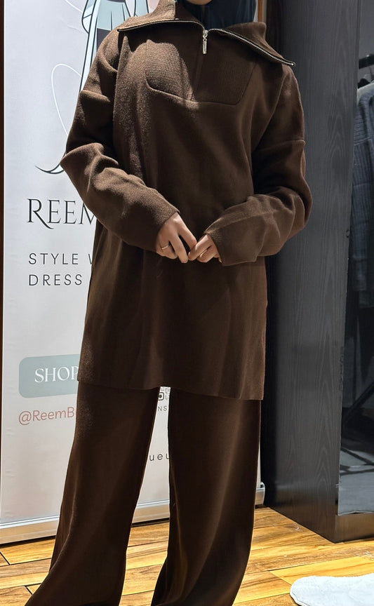 Quarter Zip Knitted Co-ord Set