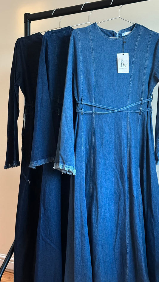 Denim Double Belt Dress