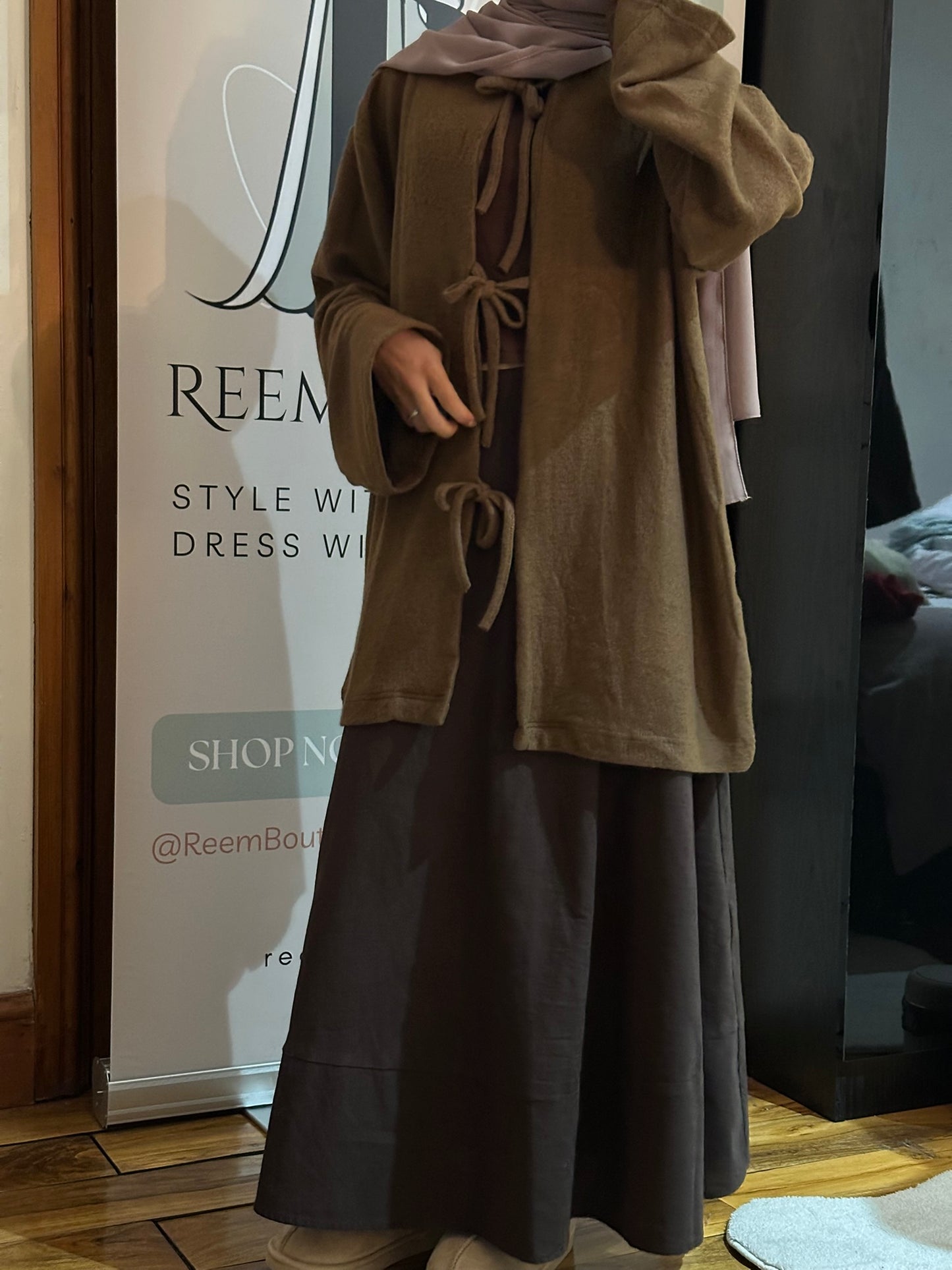 Brushed Wool Bow Tie Cardigan