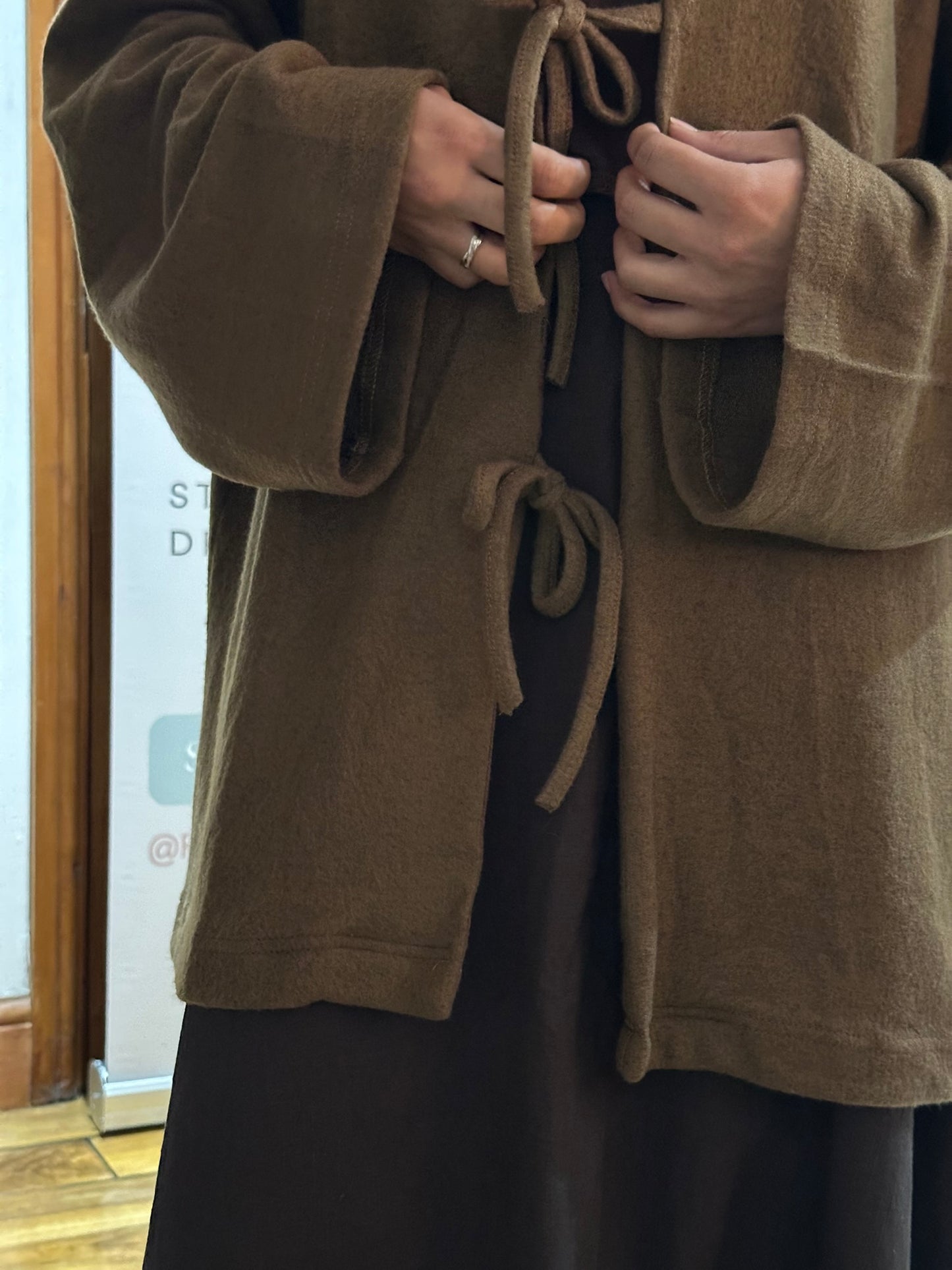 Brushed Wool Bow Tie Cardigan