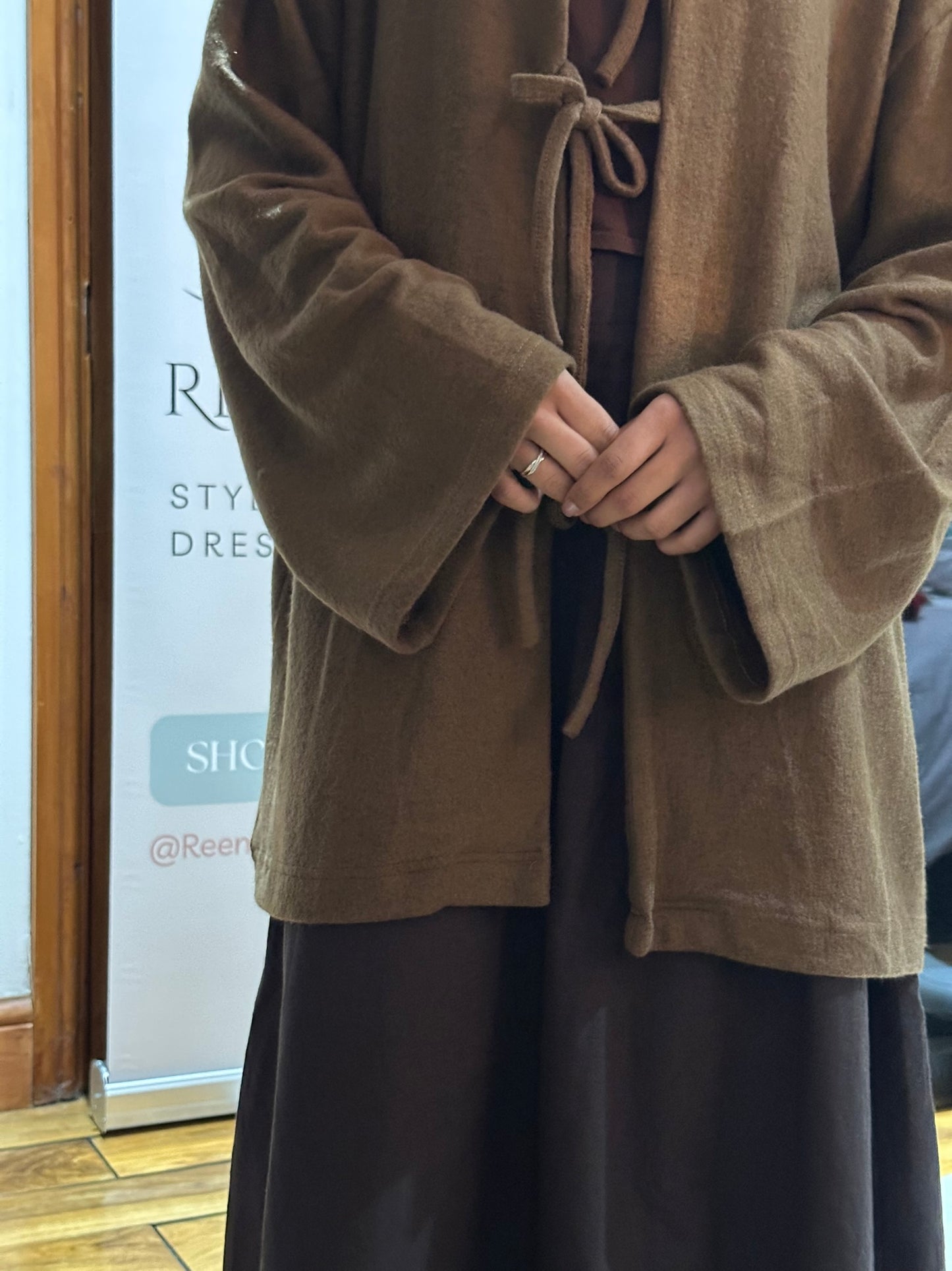 Brushed Wool Bow Tie Cardigan