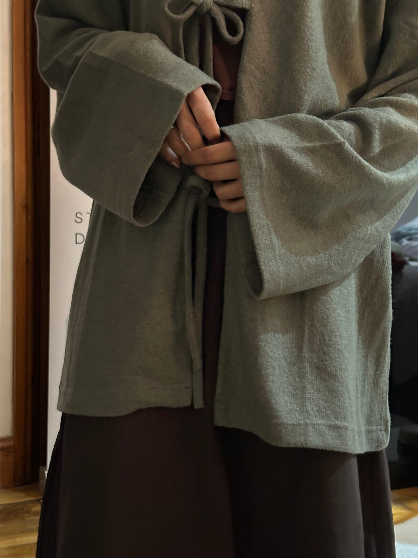 Brushed Wool Bow Tie Cardigan