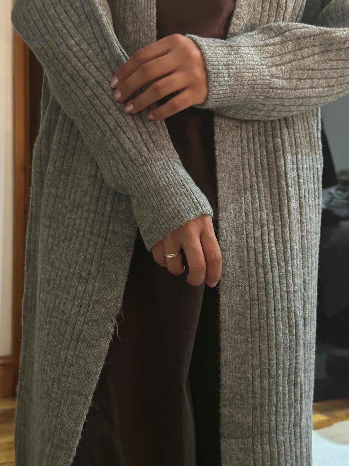 Rib-Knitted Cardigan