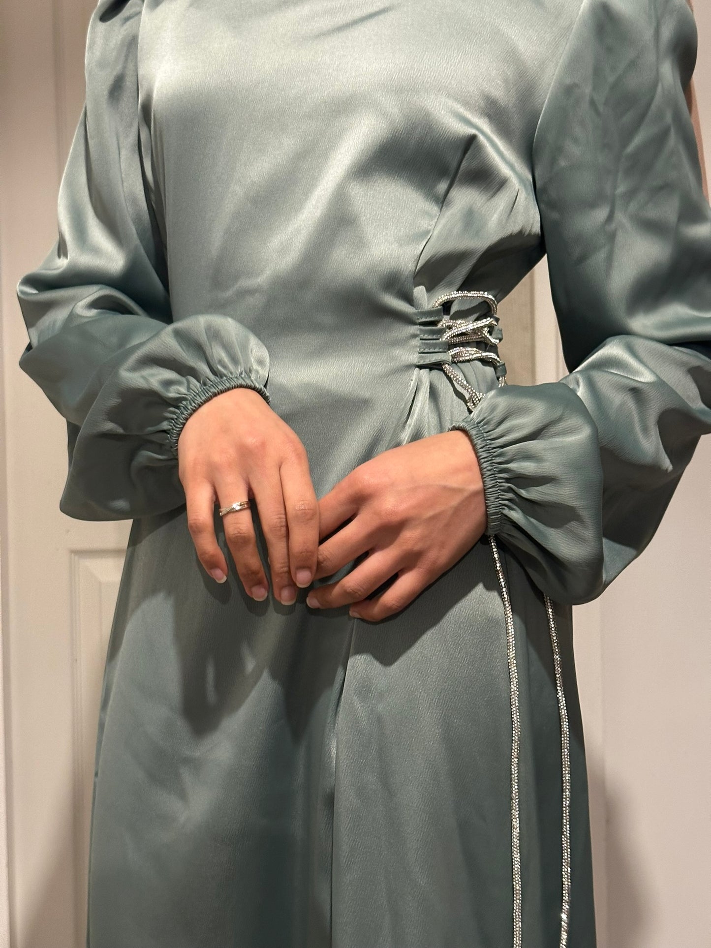 Side Tie Satin Dress