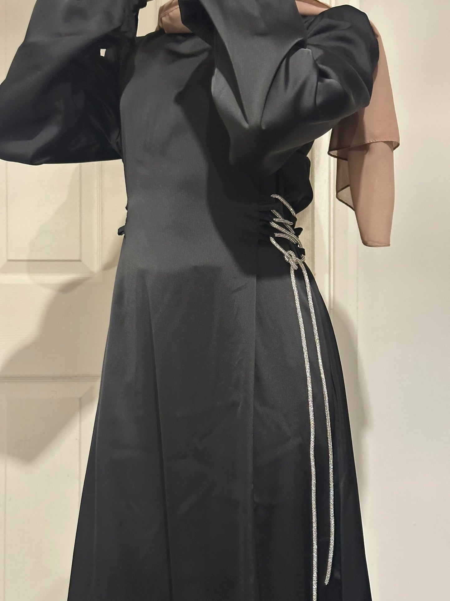 Side Tie Satin Dress