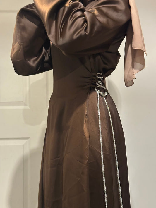 Side Tie Satin Dress