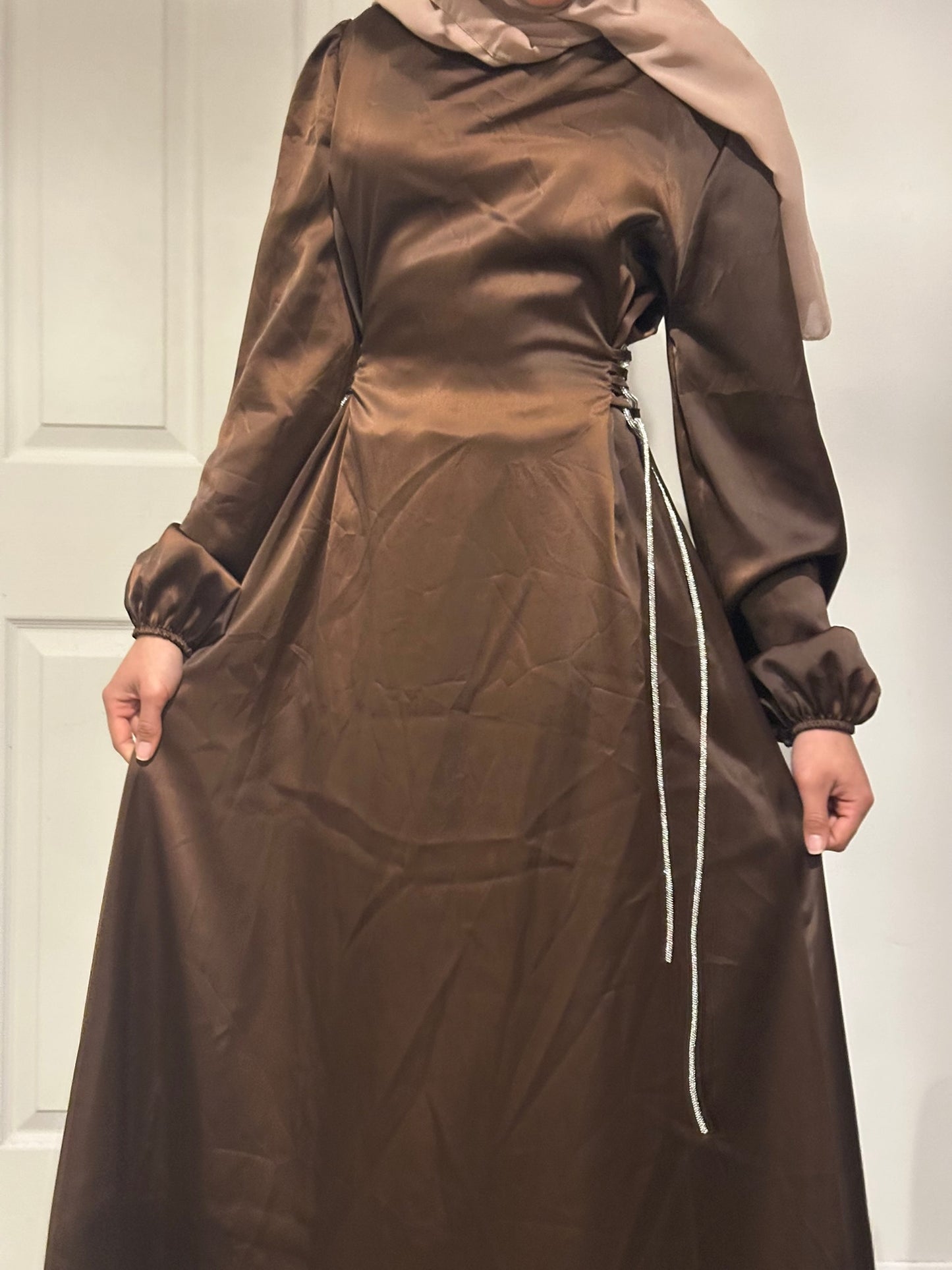 Side Tie Satin Dress