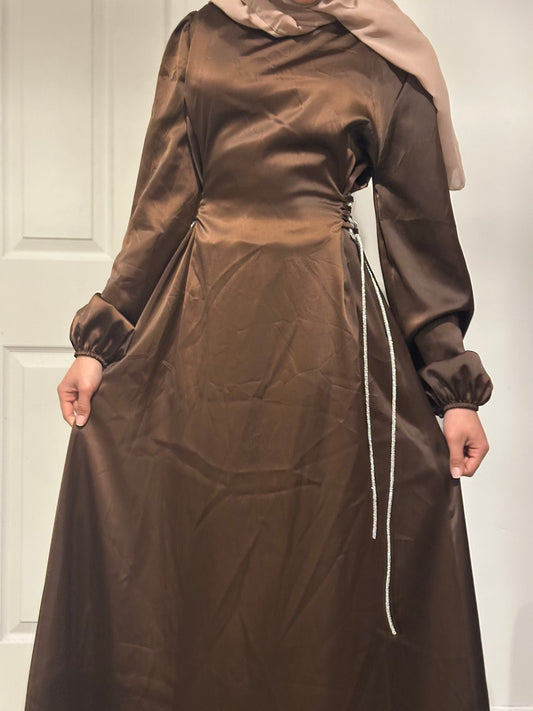 Side Tie Satin Dress